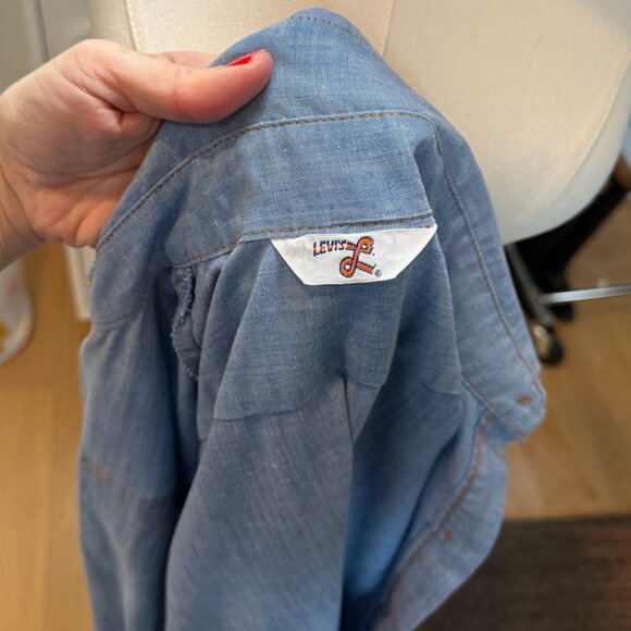 Vintage 1970s Levi's Orange Tab Chambray Belted Shirt Dress // Size Small - Picture 7 of 7